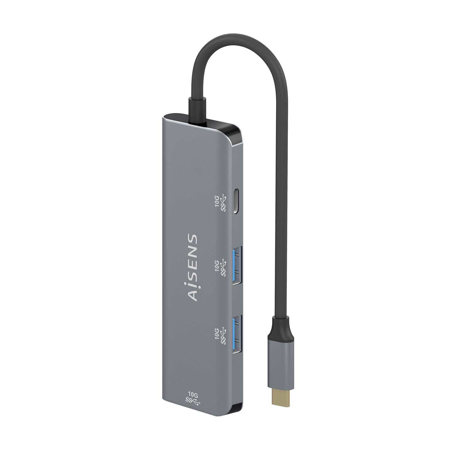 Hub USB-C 3.2 10G Aisens de 3 Portas USB-A e 1 Portas USB-C, Cinza 2
